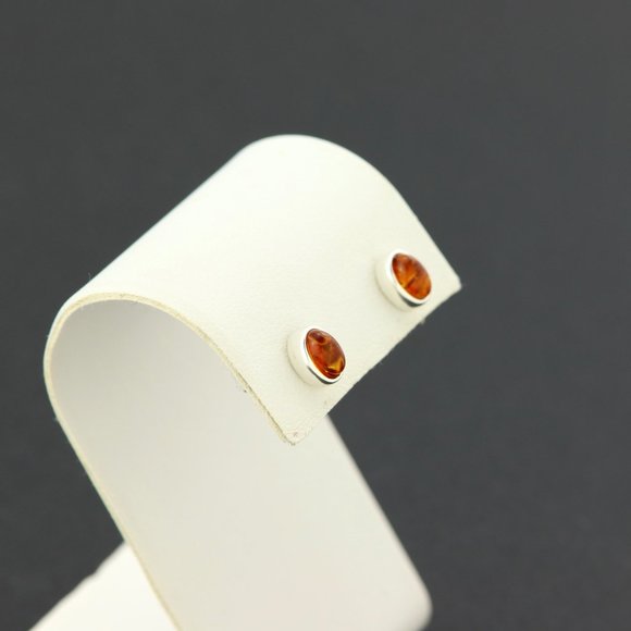 Sterling silver earrings with natural Baltic amber, amber stud earrings, studs - Picture 9 of 15